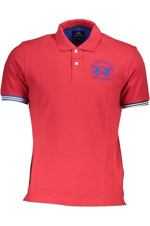 La Martina Top, Herre, Rød, XL, Bomuld, Kortærmet poloshirt med kontrastdetaljer og broderi