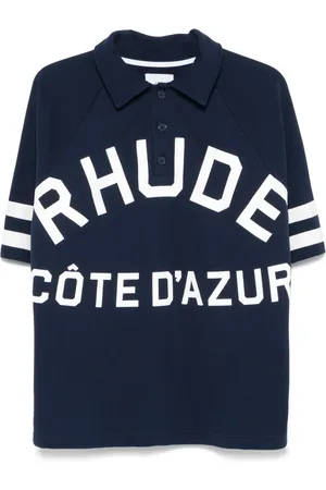 Rhude Top, Herre, Blå, S, Bomuld, Blå Polo T-shirts med Logo Print