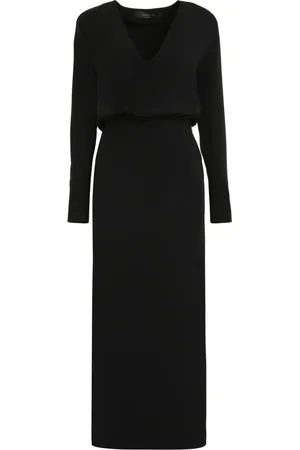 FEDERICA TOSI Kjole, Dame, Sort, XS, Elegant Lang Kjole med Frontslids