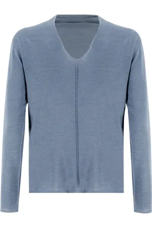 Fabiana Filippi Strik, Dame, Blå, S, Cashmere, Elegant Cashmere Silk V-Neck Sweater
