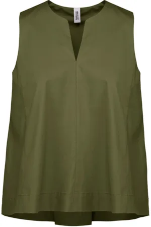 Bomboogie Top, Dame, Grøn, S, Bomuld, Ærmeløs bomuldsblanding bluse