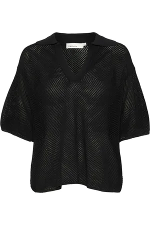 Karen by Simonsen Strik, Dame, Sort, XL, Uld, Oversized Polo Strik Meteorite