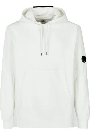 C.P. Company Sweathshirts & Hoodies, Herre, Hvid, XL, Bomuld, Diagonal Raised Fleece Pullover Hoodie