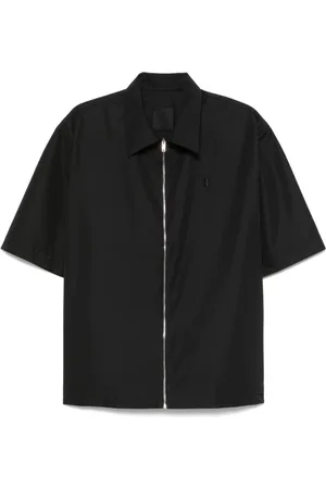 Givenchy Skjorte, Herre, Sort, L, Sort Skjorte med Lynlås Korte Ærmer