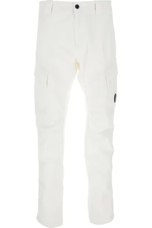 C.P. Company Bukser, Herre, Hvid, L, Bomuld, Cargo Bukser med Linse Motiv