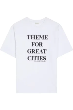 DRIES VAN NOTEN Top, Herre, Hvid, XL, Bomuld, T-shirt med sloganprint og rund hals