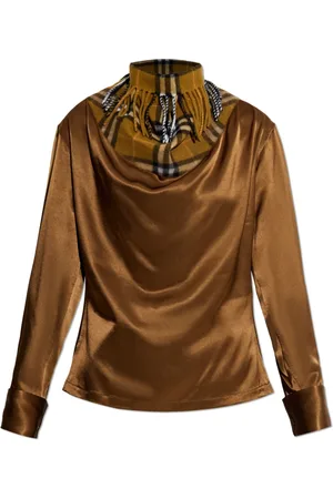 Burberry Bluser & Skjorter, Dame, Grøn, 3XS, Frynse Detaljeret Langærmet Top