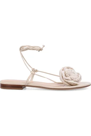 MAGDA BUTRYM Sko, Dame, , 41 EU, Læder, Cremefarvede hæklede gladiator sandaler med blomster