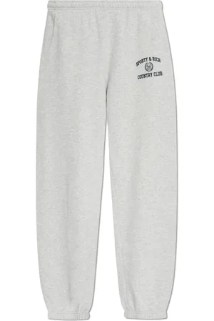 Sporty & Rich Bukser, Dame, Grå, XL, Bomuld, Varsity Crest Sweatpant
