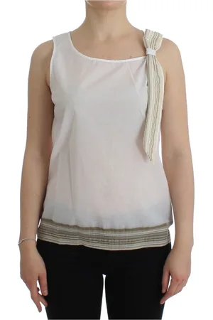 ERMANNO SCERVINO Top, Dame, Hvid, L, Bomuld, Hvid Ærmeløs Top med Sløjfedetalje