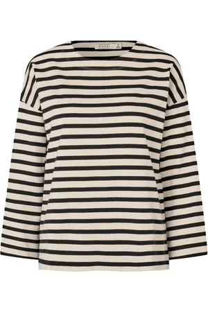 Masai Top, Dame, Sort, M, Uld, Stribet Bluse