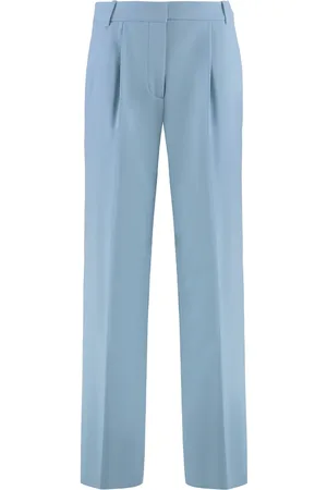 Calvin Klein Bukser, Dame, Blå, S, Uld, Wide-leg Uldblandingsbukser