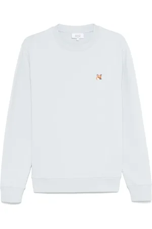 Maison Kitsuné Sweathshirts & Hoodies, Herre, Blå, M, Bomuld, Lyseblå sweater med rævemotiv