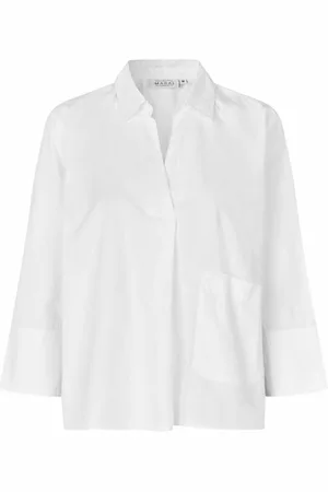 Masai Bluser & Skjorter, Dame, Hvid, S, Bomuld, Elegant Hvid Skjortebluse med Lomme