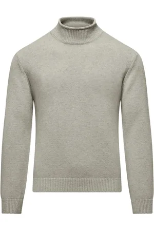 Bomboogie Strik, Herre, Grå, L, Uld, Blød Uld Mock Neck Sweater