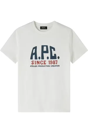 A.P.C. Top, Herre, Hvid, XL, Bomuld, Vintage Logo Print Bomulds T-shirt