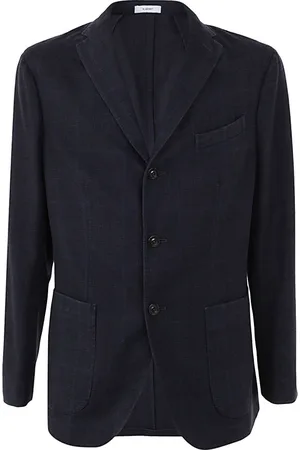 Boglioli Jakke, Herre, Blå, XL, Uld, Regular Check Blazer