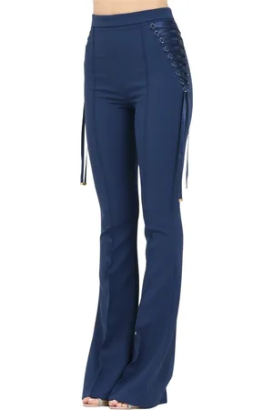 Elisabetta Franchi Bukser, Dame, Blå, XS, Polyester, Elegante blå bukser med sidelacing