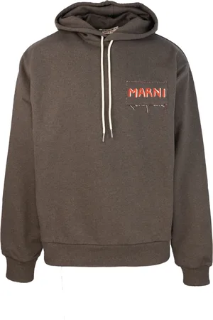 Marni Sweathshirts & Hoodies, Herre, Brun, M, Bomuld, Brun hoodie med logo detaljer