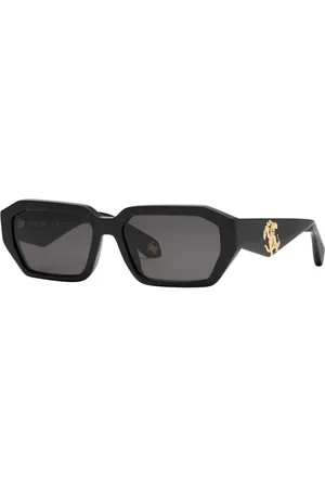 Roberto Cavalli Tilbehør, Dame, Sort, ONE SIZE, Rektangulære solbriller Mirror Snake Collection