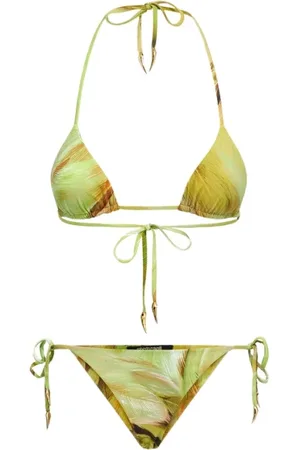 Roberto Cavalli Badetøj, Dame, Grøn, M, Fjerprint Bikini Badedragt