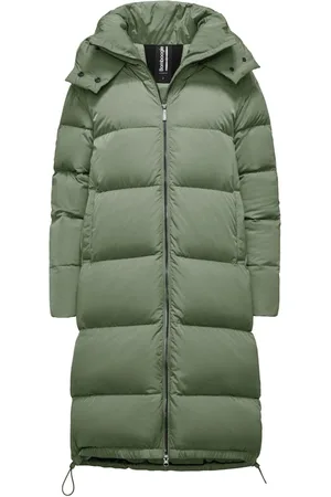 Bomboogie Frakke, Dame, Grøn, 3XL, Nylon, Lang Dunjakke i Skinnende Nylon