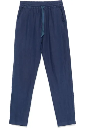 FEDELI Bukser, Herre, Blå, 2XL, Linen Bukser med Snøre og Lommer