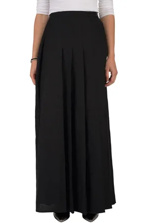Max Mara Nederdel, Dame, Sort, XS, Uld, Elegant Sort Hør Maxi Nederdel