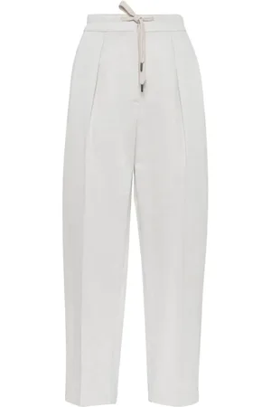 Brunello Cucinelli Bukser, Dame, Hvid, S, Bomuld, Wide Bukser