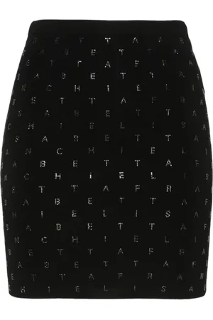 Elisabetta Franchi Nederdel, Dame, Sort, L, Krystalbesat Mini Nederdel
