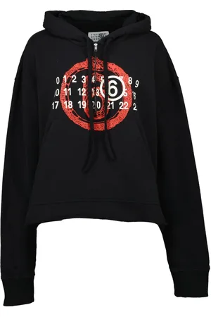 Maison Margiela Sweathshirts & Hoodies, Dame, Sort, M, Bomuld, Sort hættetrøje med rødt slangeprint