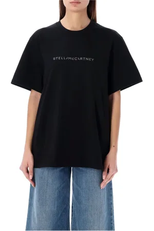 Stella McCartney Top, Dame, Sort, L, Bomuld, Strass Logo Tee