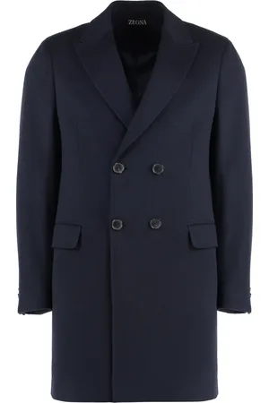 Ermenegildo Zegna Frakke, Herre, Blå, M, Uld, Double-Breasted Uldblanding Frakke