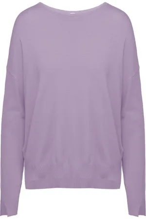 Bomboogie Strik, Dame, Lilla, M, Uld, Viskoseblanding Pullover med U-bådsudskæring