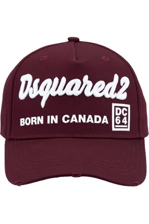 Dsquared2 Tilbehør, unisex, Rød, ONE SIZE, Polyester, Baseballkasket med prægning og Fibbia-lukning