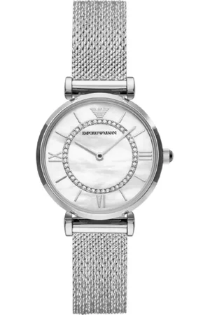 Emporio Armani Tilbehør, Dame, Grå, ONE SIZE, Rustfrit stål dameur sølvfarvet