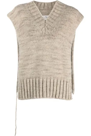 Maison Margiela Strik, Dame, Brun, M, Uld, Strikket Alpaka Uld Vest