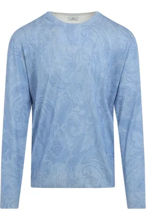 Etro Strik, Herre, Blå, M, Cashmere, Silke Cashmere Sweater
