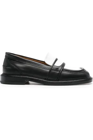 Maison Kitsuné Sko, Dame, Sort, 37 EU, Læder, Sort hvide læder loafers