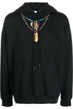 MARCELO BURLON Sweathshirts & Hoodies, Herre, Sort, L, Red Feathers Necklace Hoodie