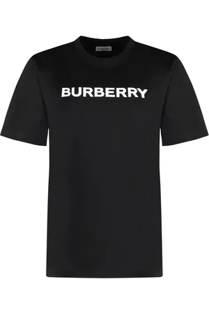 Burberry Top, Dame, Sort, S, Bomuld, Contrasting Logo Cotton T-Shirt