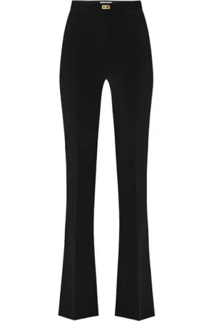 Elisabetta Franchi Bukser, Dame, Sort, XS, Polyester, Flared Stretch Crêpe Bukser