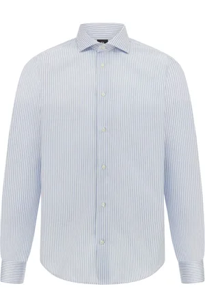 Boggi Milano Skjorte, Herre, Blå, 3XL, Bomuld, Stribet bomuldsskjorte, slim fit