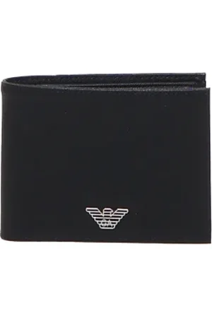 Emporio Armani Tilbehør, Herre, Sort, ONE SIZE, Læder, Sort Logo Bifold Wallet