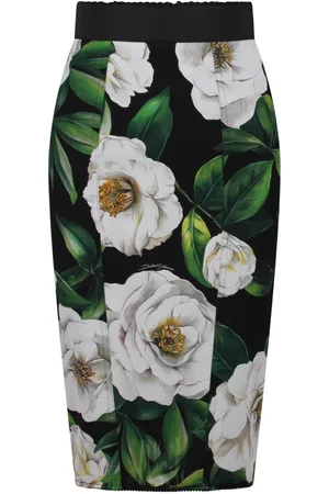 Dolce & Gabbana Nederdel, Dame, Flerfarvet, S, Spandex, Blomsterprint højtaljet nederdel