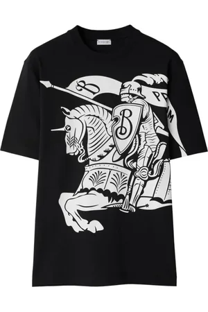 Burberry Top, Herre, Sort, L, Bomuld, Equestrian Knight Bomulds T-shirt