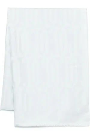 Lanvin Tilbehør, Dame, Blå, ONE SIZE, Uld, Blåt Mønstret Jacquard Tørklæde