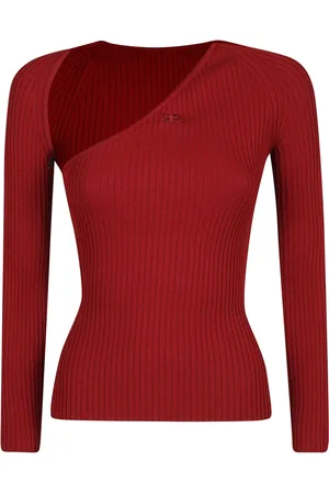 Courrèges Top, Dame, Rød, M, Polyester, Ribstrikket Top