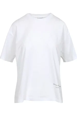 Serafini Top, Dame, Hvid, L, Bomuld, Hvid Crew Neck T-shirt med Logo