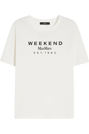 Max Mara Top, Dame, Hvid, S, Bomuld, Hvid Kortærmet Grafisk T-shirt